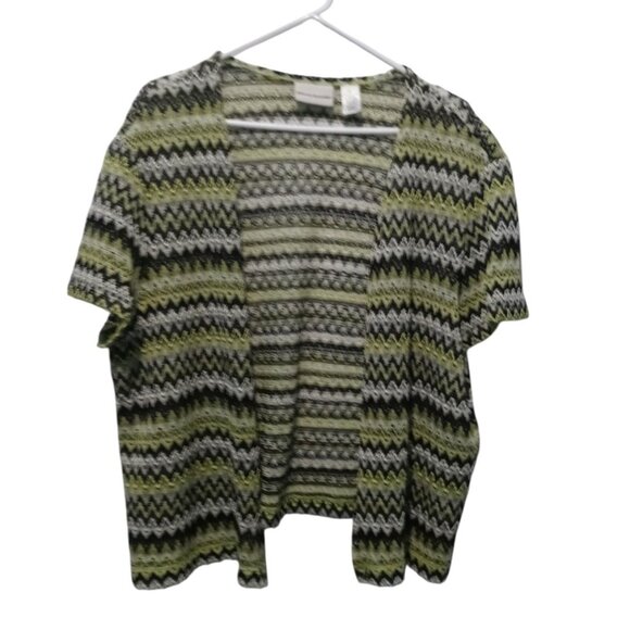 Alfred Dunner Blouse Women's Open Knit Cardigan Top Short Sleeve Size XL - Picture 1 of 9